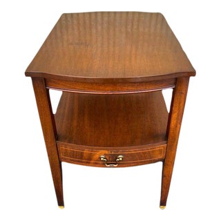 Antique Federal Style Mahogany Inlaid. 2 Tier Side Table. By Comlumbia Furniture. For Sale