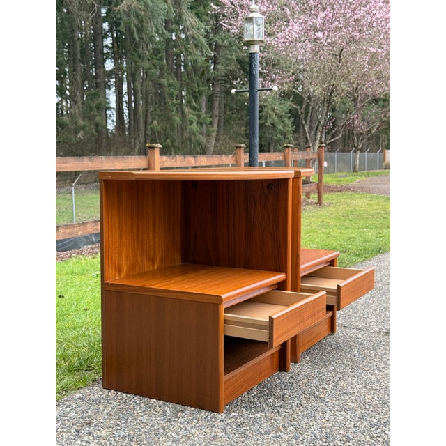 Wood 1980s Pair of Mid Century Modern Danish Teak Night Stand For Sale - Image 7 of 9