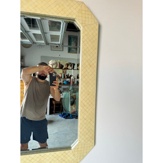 Vintage Enrique Garcel Tessellated Bone Wall Mirror For Sale - Image 9 of 12