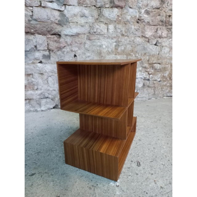 Small Art Deco modernist shelf in Sebrano wood. Good condition.