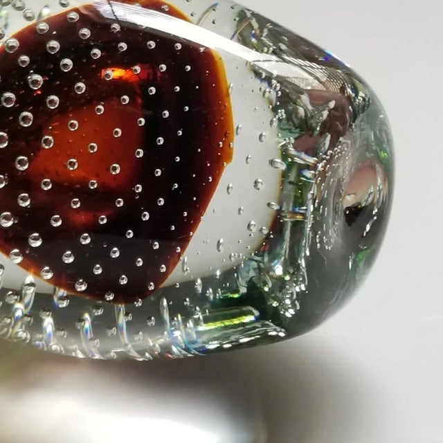 Vintage Murano Style Bubble Art Glass Apple Paperweight For Sale In Dallas - Image 6 of 6