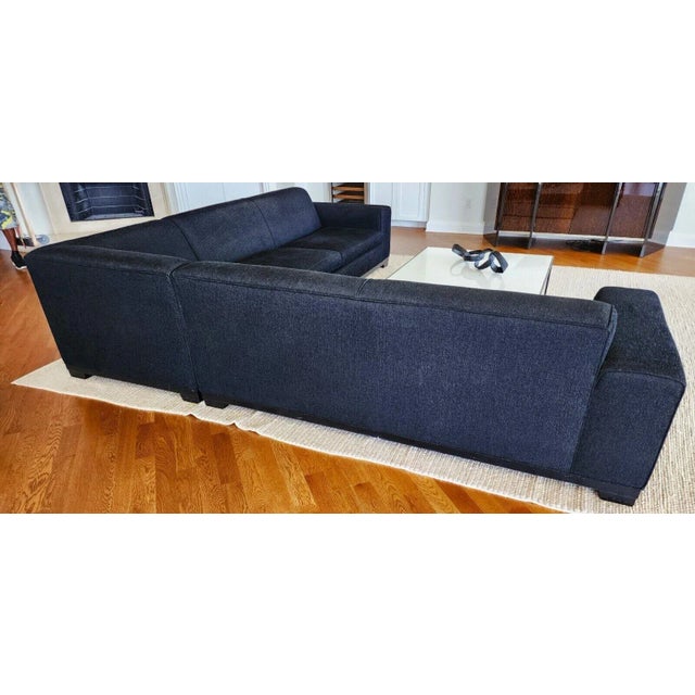 Late 20th Century Thayer Coggin Sectional Sofa in Black Linen For Sale - Image 5 of 12