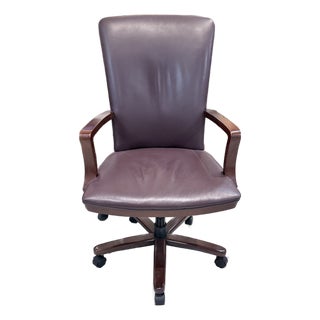 Late 20th Century Hancock & Moore Burgundy Leather Executive Swivel Desk Chair For Sale