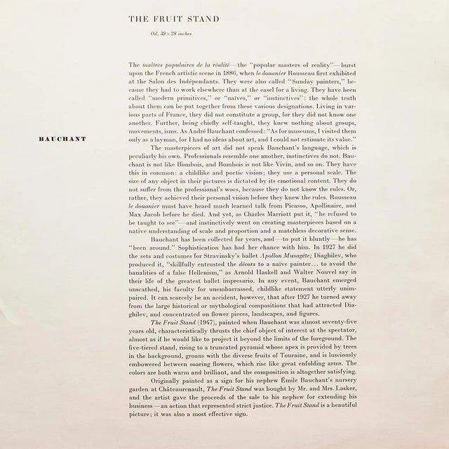 1950s After Andre Bauchant "The Fruit Stand", First Edition Swiss Full-Color Print For Sale In Dallas - Image 6 of 9