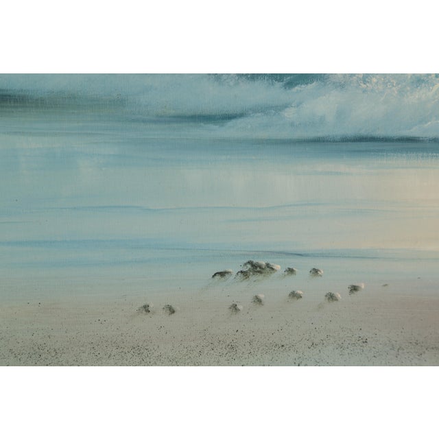 Wood Large Mid-Century Vintage California Ocean Beach Seascape Plein Air Painting, Framed For Sale - Image 7 of 15