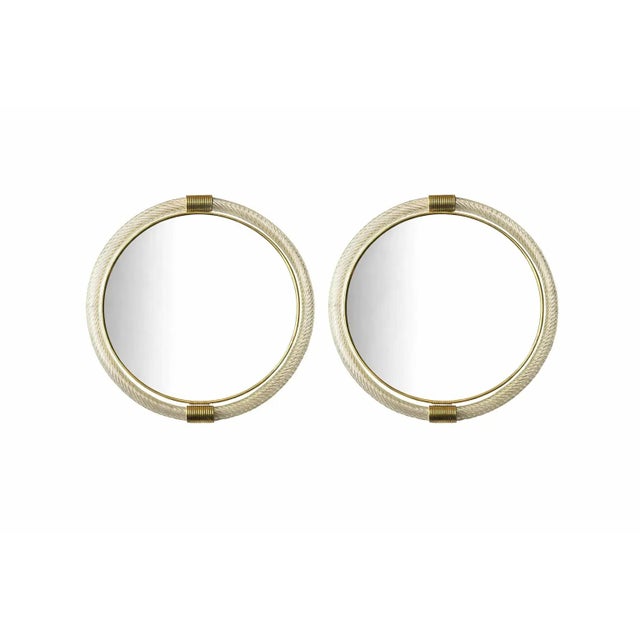 Venetian Torciglione Murano Glass Wall Mirrors with Gold Leaf Detailing by Simoeng, Set of 2, in Exhibition Piece...