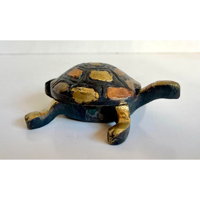 Metal Vintage Mid-Century Mixed-Metal Turtle Hinged Ashtray For Sale - Image 7 of 9