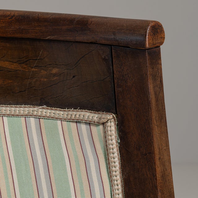 Pair of 19th Century French Chestnut Brown Empire Upholstered Armchairs For Sale - Image 13 of 15