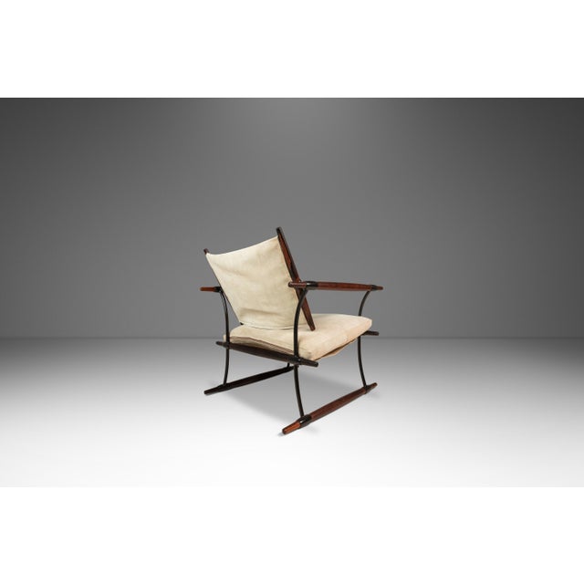 Rare Pair (2) of Restored Stokke "Stick" Chairs in Suede & Rosewood by Jens H. Quistgaard for Nissen Langaa, Denmark, C. 1960s For Sale - Image 9 of 18