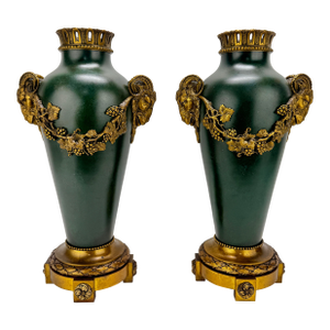 Pr, French Empire Revival Patinated & Gilt-Bronze Vases by Fumière Et Cie, Paris