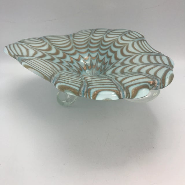 Sky Blue Vintage Murano Stretched Aventurine Bowl For Sale - Image 8 of 11