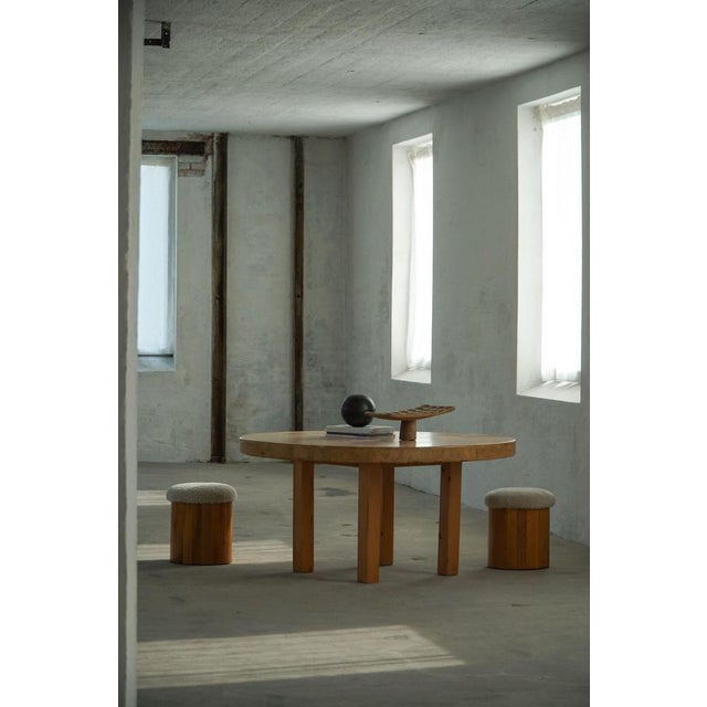 Scandinavian Modern Wooden Stools with Lambswool Seats, 1970s, Set of 2 For Sale - Image 9 of 18