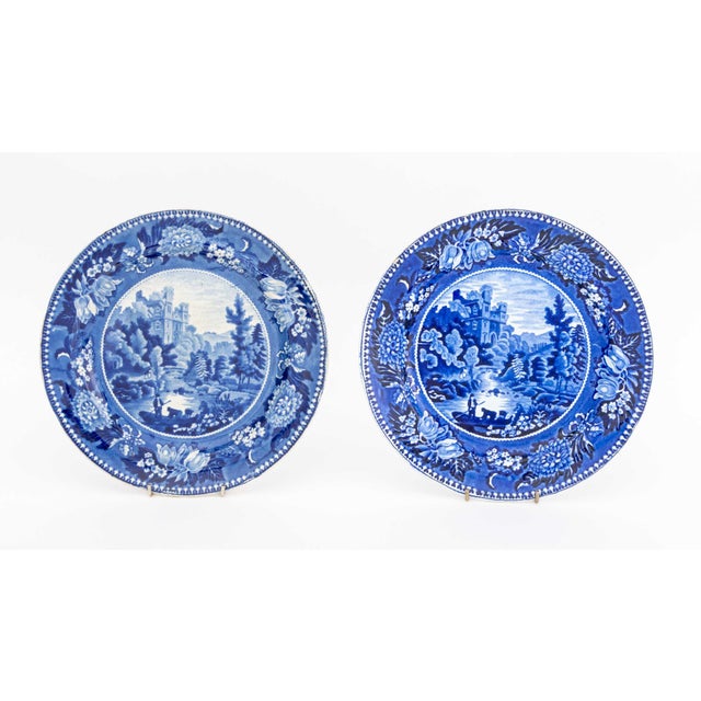 Collection of 20 English Flow Blue Transferware Ceramic Tableware Pieces, including: (1) one tureen, (1) covered gravy and...