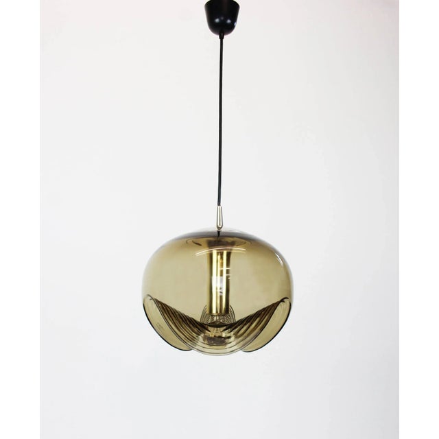 1970s Large Smoked Glass Pendant Light from Peill & Putzler, Germany, 1970s For Sale - Image 5 of 8