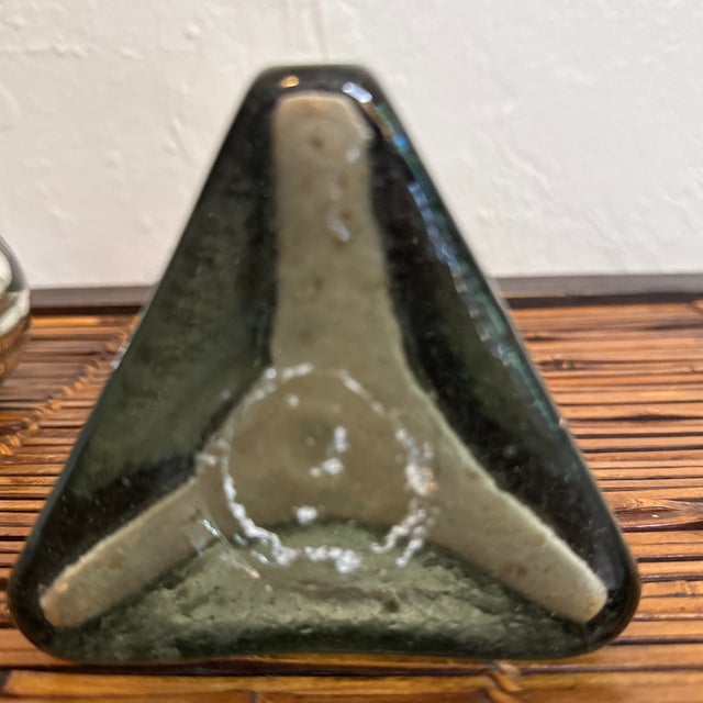 Vintage Hand Blown Green Rain Glass Decanter With Mercury Glass Stopper For Sale - Image 9 of 9