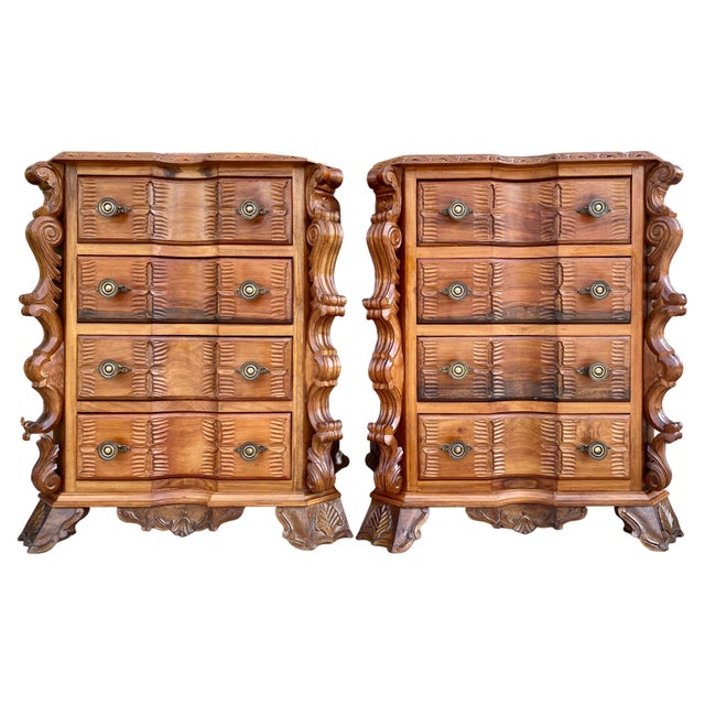 Early 20th Century Italian Burl Walnut and Fruitwood Bedside Commodes, Set of 2 For Sale - Image 15 of 18