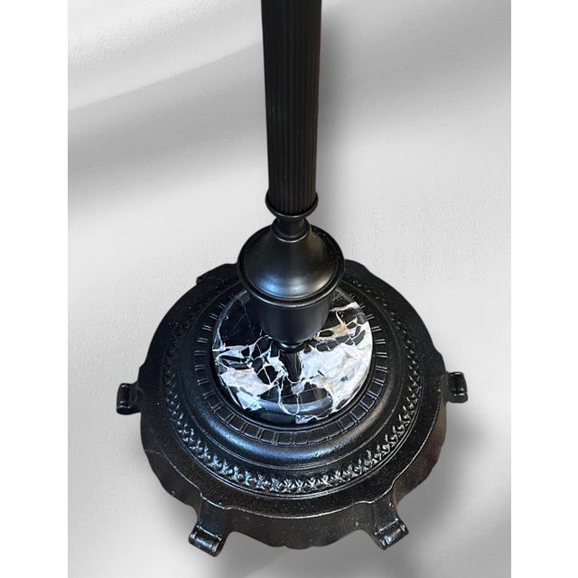 1950s 1950s Mid-Century Modern Black Torchiere Floor Lamp With Unique Marble in Base For Sale - Image 5 of 8