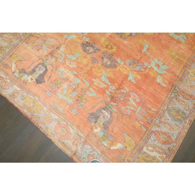 Vintage Zabihi Collection Peach Orange Turkish Anatolian Mermaid Rug - 5'8" x 7'4" For Sale - Image 11 of 11
