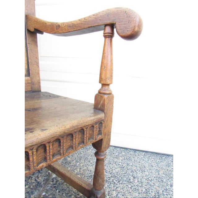 Antique Pair of English Jacobean Style Oak Armchairs For Sale - Image 14 of 18