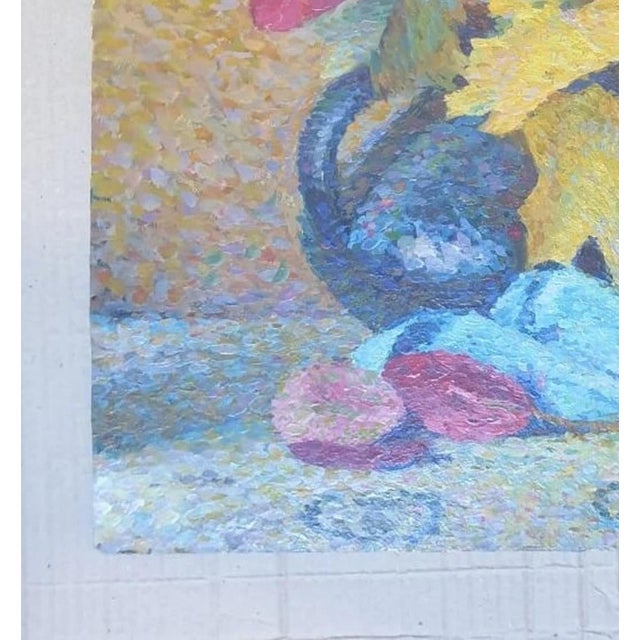 1970s 1970s Still-Life With Flowers Oil Painting Original Soviet Art Ukrainian Artist Moskvitin m.a. 50-47 For Sale - Image 5 of 6