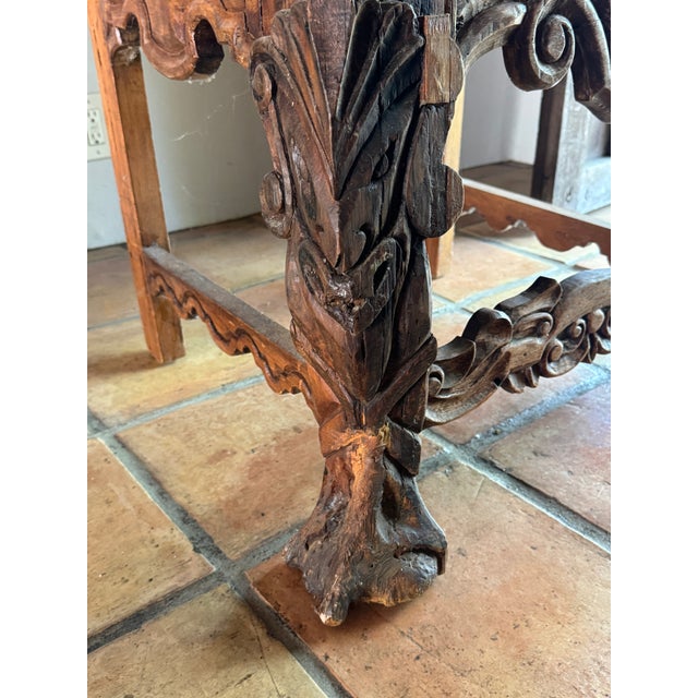 Wood Late 19th Century A Spanish Colonial Revival Carved Hardwood Armchair. For Sale - Image 7 of 9