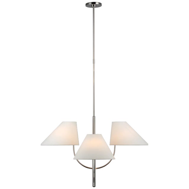 Kinsley Large One-Tier Chandelier in Polished Nickel with Linen Shades Designer: kate spade new york Fixture Height:...