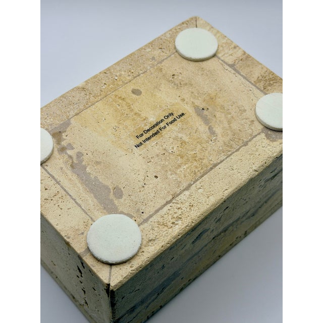 2020s Minimalist Solid Travertine Lidded Decorative Box For Sale - Image 5 of 5