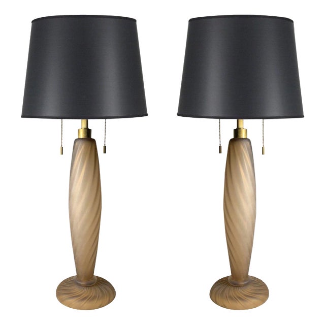 Pair of Italian Murano Glass Ondoso Lamps by Donghia For Sale