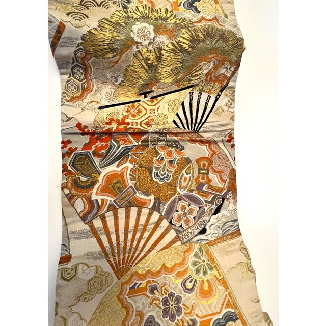 Early 20th Century Early 20th Century Japanese Maru Obi With Fan Designs For Sale - Image 5 of 10