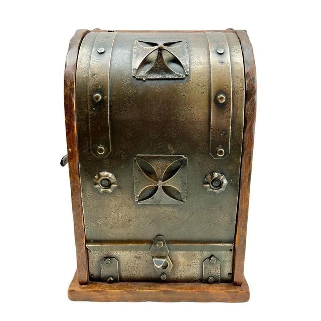 Arts & Crafts Wine Cave with Decorative Metal Work, circa 1920s Box from the Arts & Crafts period, Made in France A very...