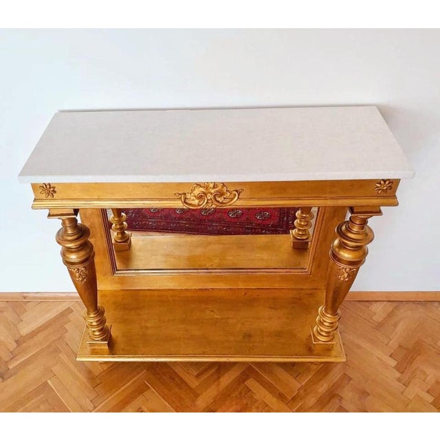 Victorian Console Table with Mirror in Gilt Wood and Marble, 1880s For Sale - Image 3 of 14