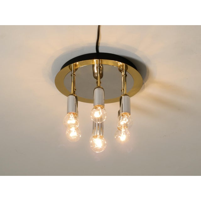 Postmodern Ceiling Lamp in Brass and Chrome from H. Schmidt Leuchtenfabrik, 1980s For Sale - Image 6 of 14