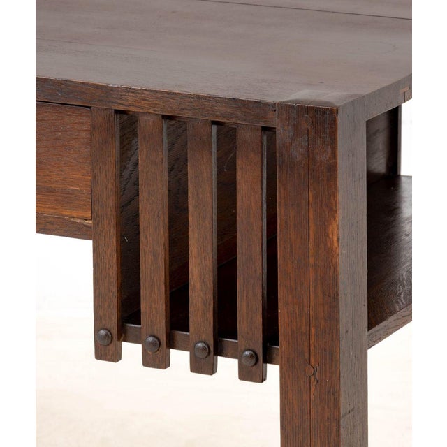 1920s j.m. Young and Sons Arts and Crafts Oak Desk For Sale - Image 5 of 9