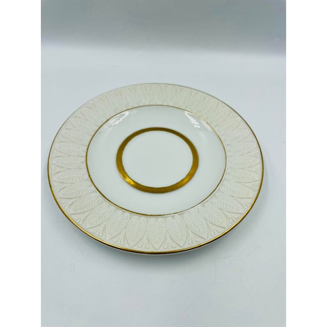 Ceramic Mid 20th Century by Sadek Swan Gilded Footed Cups & Saucers - Service for 4 For Sale - Image 7 of 12