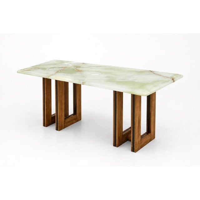 White Architectural Italian Coffee Table with Onyx Top For Sale - Image 8 of 8