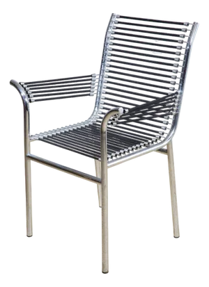 Chair with Armrests in Steel and Elastic Cord attributed to Renè Herbst, 1970s