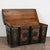 Original dark green painted dome top oak trunk from Sweden with black wrought iron straps and side handles. Monogram and...