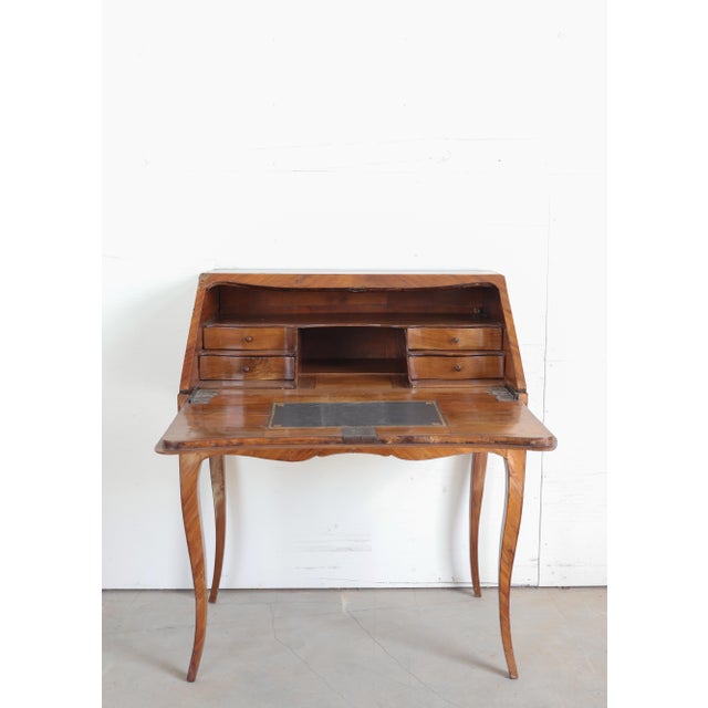 Wood 18th C. Veneered Slant Front Desk With 2 Drawers For Sale - Image 7 of 11