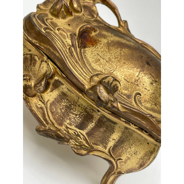 19th Century Gold Art Nouveau Brass Jewelry Trinket Box For Sale - Image 10 of 10