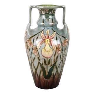 Art Nouveau Majolica Vase by Gerbing & Stephan, Bohemia, 1910s For Sale