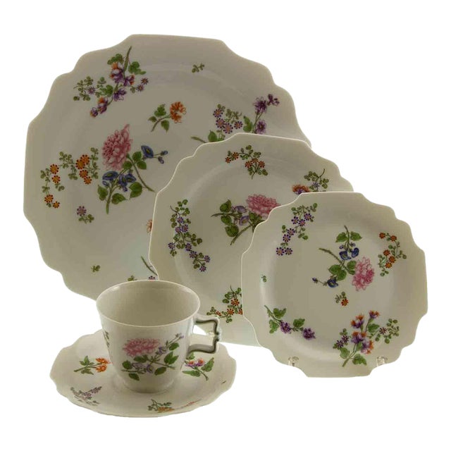 1990’s Vintage/New Augarten 5-Piece Place-Setting, Leichtenstein For Sale