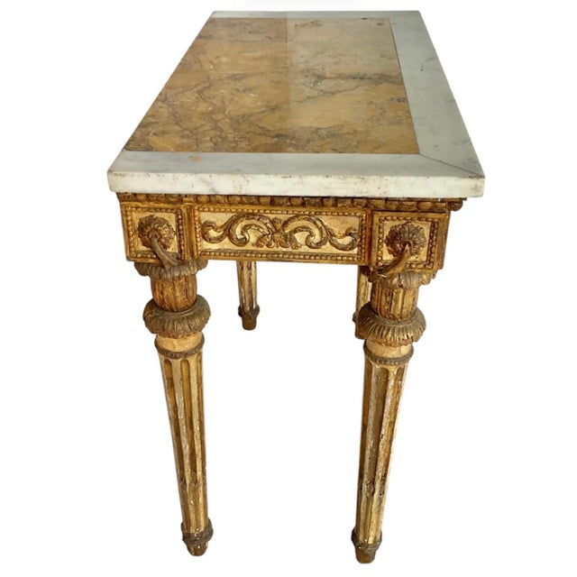 Italian Neoclassical Gilt Console Table With Marble Top, 18th Century For Sale - Image 9 of 12