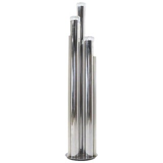 Chrome Triple Candle Shape Cylinder Base Glass Prisms Floor Lamp For Sale