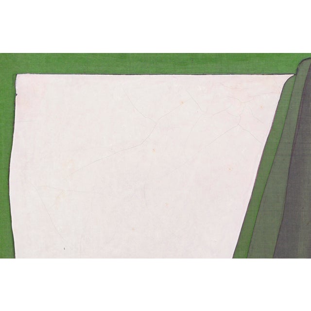 Op Art Modern Green, White & Black Abstract Geometric Kimono Collagraph, Masterplate #1 by Patricia A. Pearce For Sale - Image 3 of 7