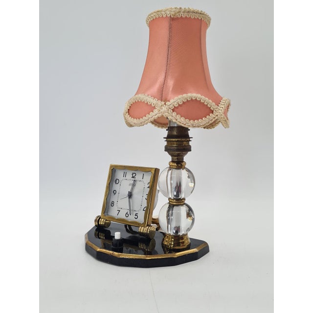 Art Deco French Table Lamp with Clock from Ideal France, 1930s For Sale - Image 6 of 13