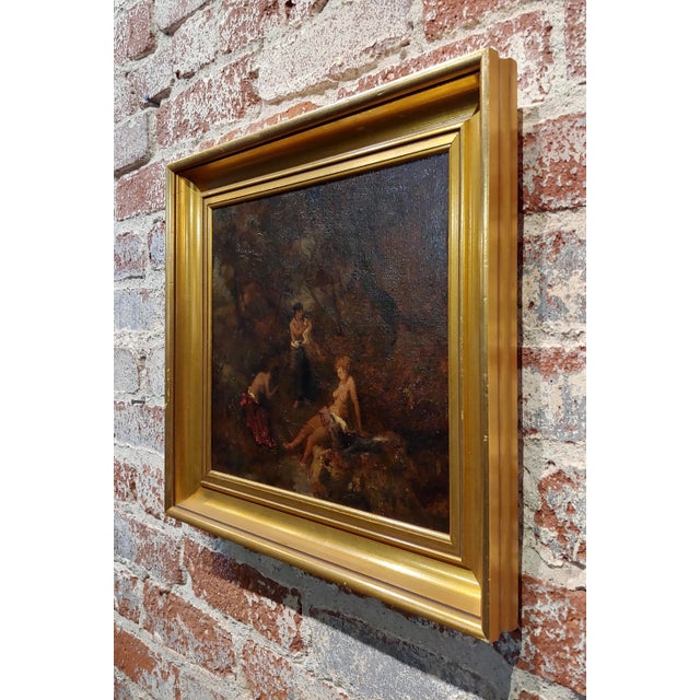 Albert Spethmann - Women Bathing in a Dark Forest-Oil Painting For Sale In Los Angeles - Image 6 of 9