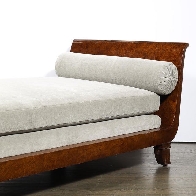 Art Deco Lupe De Amboyna Wood & Taupe Mohair Upholstery Daybed Attr. Jules Leleu For Sale - Image 9 of 18