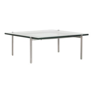 PK61 Coffee Table in Glass and Metal by Poul Kjaerholm for Fritz Hansen, Denmark, 1956 For Sale