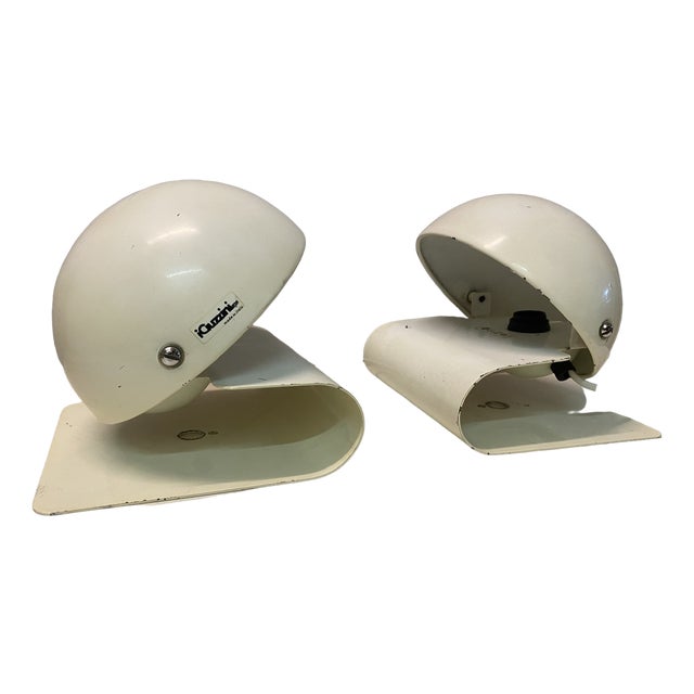 Mid-Century White Model Bugia Wall Lamps by Giuseppe Cormio for Guzzini, 1970s, Set of 2 For Sale