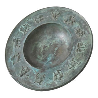 Circular Neoclassical Bronze Plate, 1940s For Sale